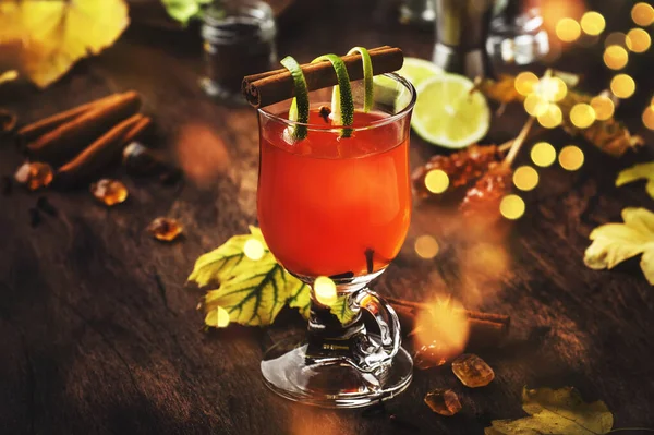 Heißer Rum Punsch Grog Herbst Oder Winter Wärmender Alkoholischer Cocktail — Stockfoto