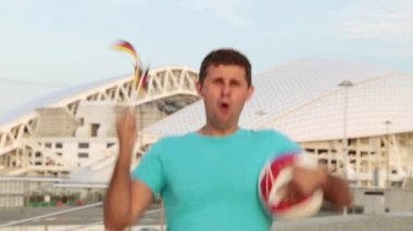 Adam futbol fan Almanya bayrağı ile.