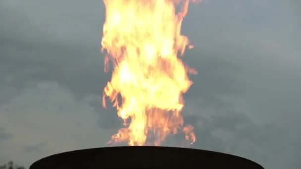 Flamme de feu éternel contre le ciel . — Video