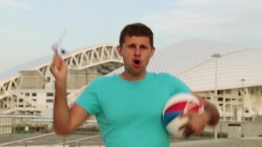 Erkek futbol fan ile Güney Kore bayrağı.