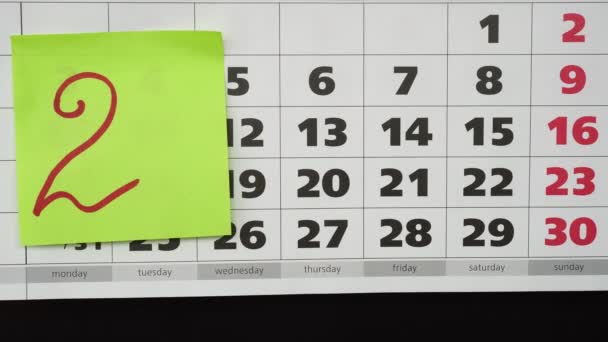 Έγχρωμα αυτοκόλλητα με αριθμούς 2019 στο ημερολόγιο. ιδέα για το νέο έτος 2019. — Αρχείο Βίντεο
