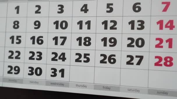 Calendario de oficina, la reunión de inscripción en la pegatina . — Vídeo de stock