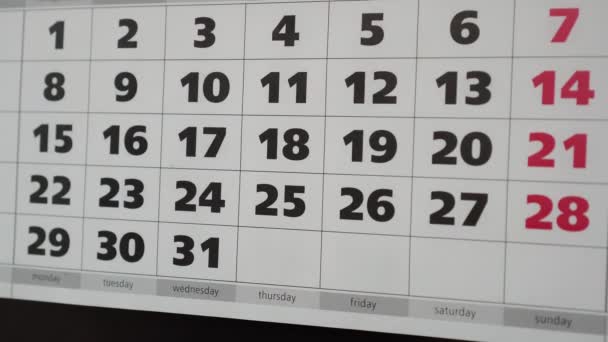 Calendario de oficina, pegatina con el almuerzo de inscripción . — Vídeo de stock