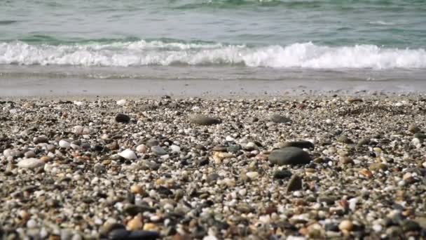 Slow motion, Sea Surf, Sea Waves rulla ut till stranden. — Stockvideo