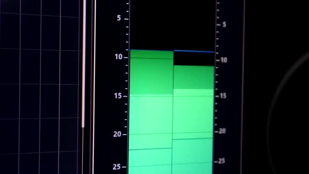 Equalizador electrónico, volume de som. Estúdios de gravação, música . — Vídeo de Stock