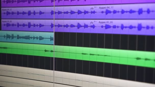 Sound wave voice recording on the computer screen. — Stock Video