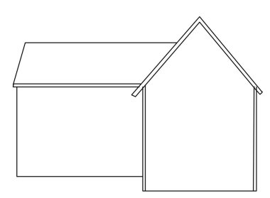çizgi çizim evi, siyah ve beyaz bina el çizimi detaylar ve elementler, pencere, kapı, çatı, cephe, modern klasik tarz