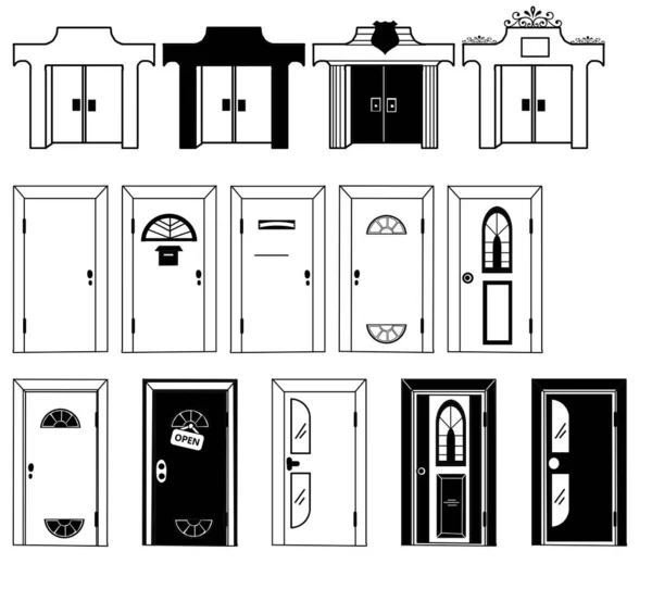 Türensammlung Zeichnungen Verschiedene Architektonische Elemente Satz Von Haus Oder Gebäude — Stockfoto