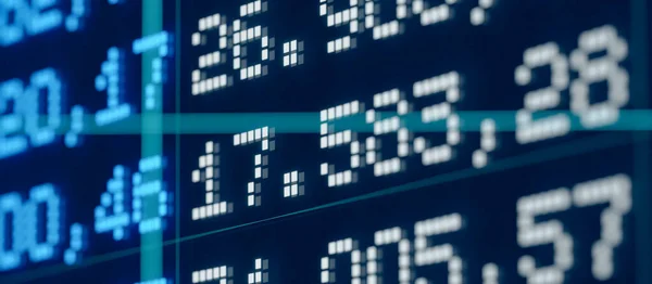 Close-up digital numbers, data or financial figures on the screen ...