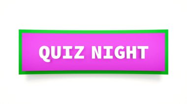 Sınav gecesi, renkli afiş ve işaret. Boş oyunlar, eğlence, bingo, birlikte, oyun gecesi, etkinlik. 3B illüstrasyon 