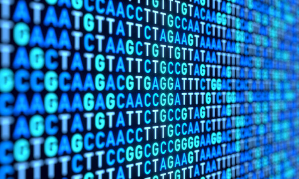 Образцы ДНК, гель для секвенирования ДНК, геномика, наука и генетический анализ, данные, ДНК-тест. 3D иллюстрация