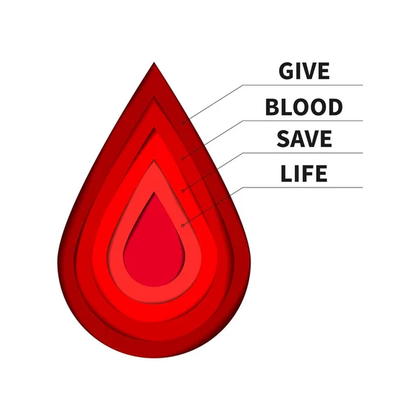 血とか赤いドロップ スタイル ベクトル図を寄付します 献血クリエイティブ コンセプト スローガンを与える血の命を救います 命の恩人のキャンペーン ポスター テンプレート グラフィック — ストックベクタ