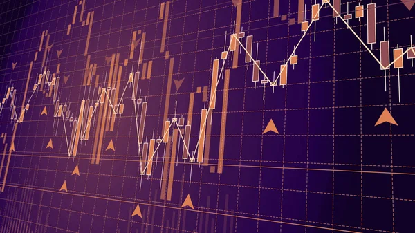 Forex ticaret piyasa grafik illüstrasyon. Şamdan bar ve endeksler sinyalleri grafik tasarım ile borsa grafik Diyagramı.