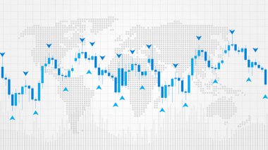 Forex Trading göstergeleri siyah arka plan üzerine illüstrasyon vektör. Online trading signals satın almak ve satmak forex grafik kavramı üzerinde para birimi. Satın almak ve satmak göstergeleri forex ticaret grafik tasarım için.