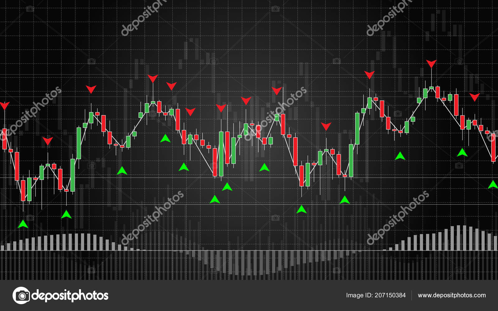 Forex Trading Indicators Vector Illustration Dark Background Online - 