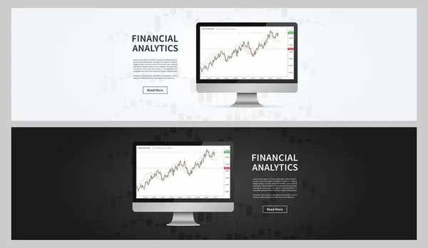 Bandeiras Vetoriais Gráficos Análise Financeira Dados Estatísticos Financeiros Para Comércio — Vetor de Stock