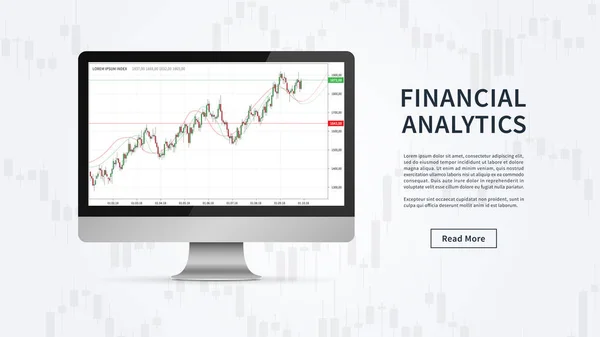 Finanční Analýza Grafu Vektor Nápis Finanční Statistické Údaje Pro Akcie — Stockový vektor