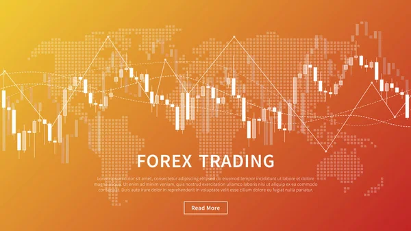 Candle Stick Diagram Finansiella Marknaden Handel Vektor Banner Forex Handel — Stock vektor