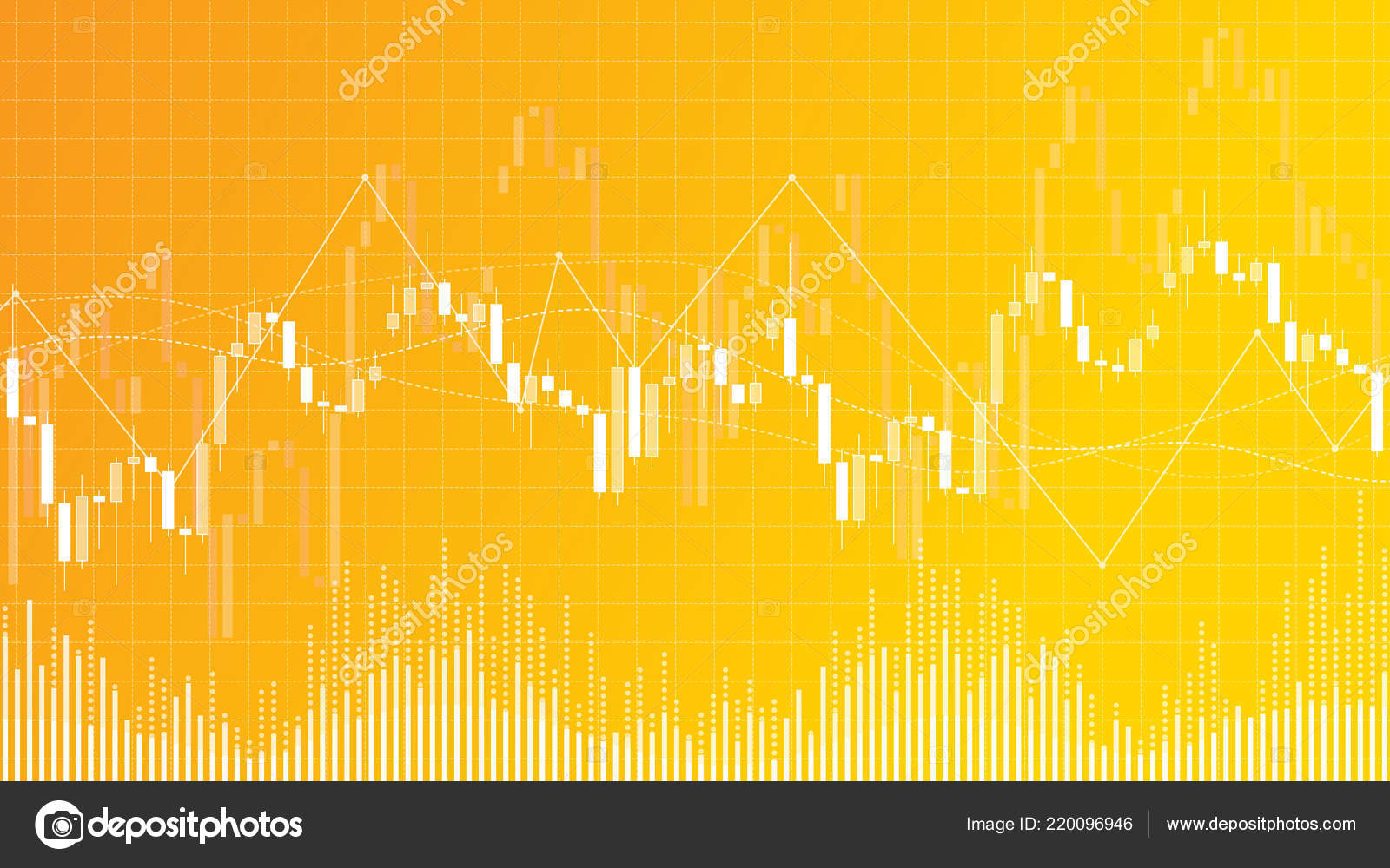 Forex Trading Candlestick Chart Vector Illustration Yellow Background