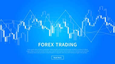 Finansal piyasa ticaret vektör Banner mum çubuk grafiği. Fintech proje grafik tasarım için Forex ticaret grafiği.