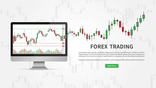 Grafico Forex Trading Valute Desktop Illustrazione Vettoriale Concetto Borsa Finanziaria — Vettoriale Stock