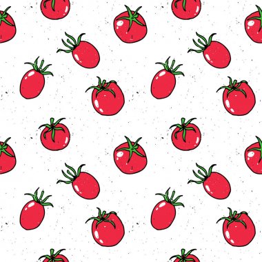 Domates kiraz domates el çizilmiş desen vektör illüstrasyon