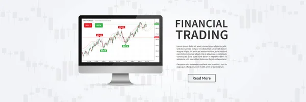 Área de trabalho com forex comércio gráfico vetor banner — Vetor de Stock