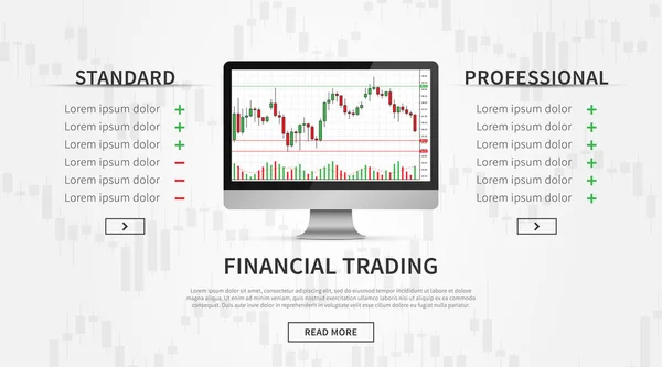 Desktop mit Darstellung des Devisenhandels-Chart-Vektors — Stockvektor