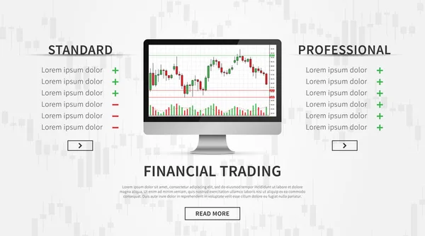 ( 영어 ) desktop with Forex trade chart vector illustration — 스톡 벡터