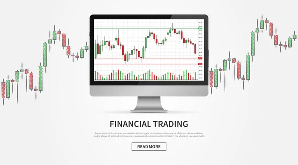 Desktop con grafico commerciale forex illustrazione vettoriale — Vettoriale Stock