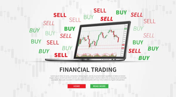 Laptop with stock market candlestick chart vector illustration — Διανυσματικό Αρχείο