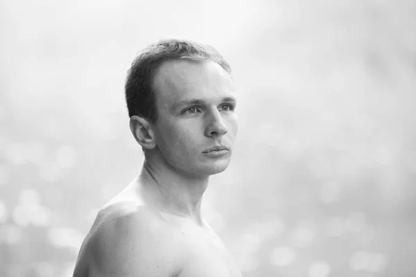 adam, çıplak gövde, nehir, şafak, vücut, kas, erkekçe, su, ağaçlar, doğa