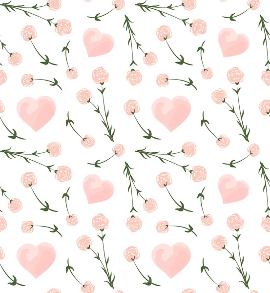 Seamless pattern with gentle hand drawn florals in pastel colors. Flower wallpaper in romantic retro style for fabric, backdrop, wrappint paper, cover, cards, textile — Stock Vector
