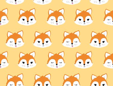 Fox yüz seamless modeli. Vektör çizim Eps8