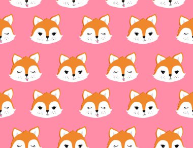 Fox seamless modeli. Vektör çizim
