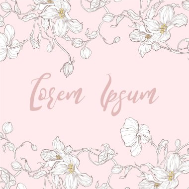 Vektör dekoratif düğün davetiyesi. Zarif posta kartı şablonu