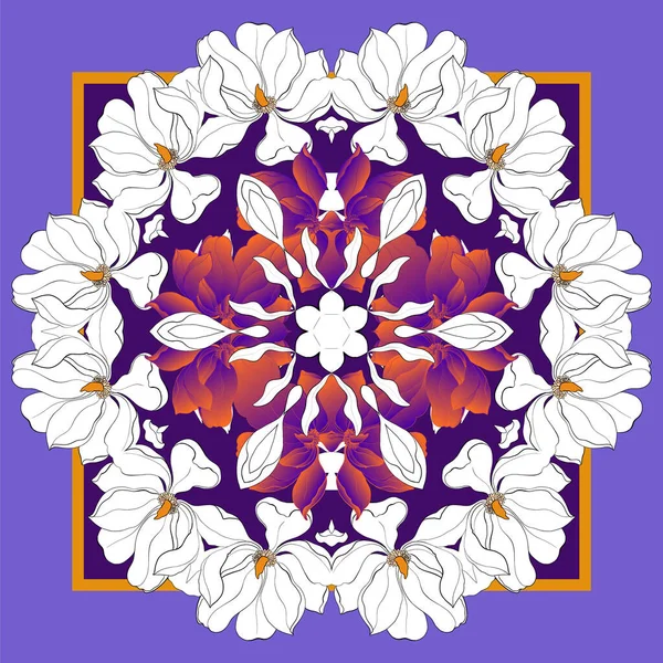 Kartı, bandana baskı, atkı tasarımı, peçete. Koyu mavi bej süslü tasarlamak pastel vlue üzerinde. Yazdırma için hazır.