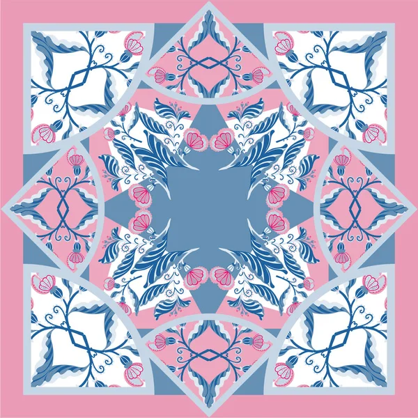 Soyut çiçek vektör desenli el yapımı çiçek desenli ipek eşarp şarküteri renkleri.