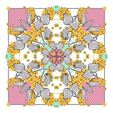 Delicate colors of silk scarf with flowering asclepias syriaca . Pink, yellow, green and white. clipart