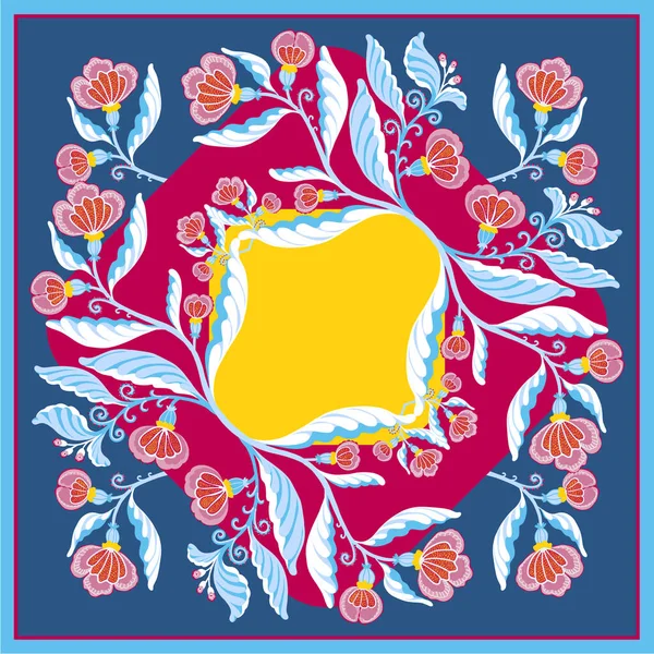 Foulard en soie avec motif vectoriel de fleurs abstraites avec des éléments floraux dessinés à la main . — Image vectorielle