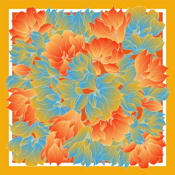 Kartı, bandana baskı, atkı tasarımı, peçete. Koyu mavi bej süslü tasarlamak pastel vlue üzerinde. Yazdırma için hazır.