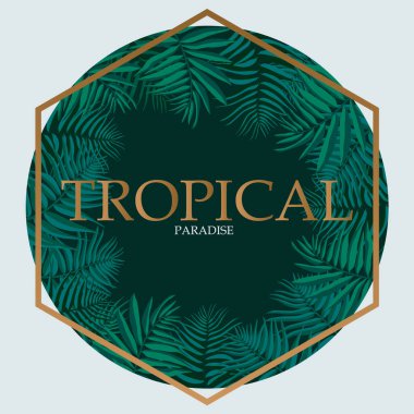 Moda Tropikal Yaprak Vektör Tasarımı. Altın soyut arka plana sahip palmiye yaprakları.