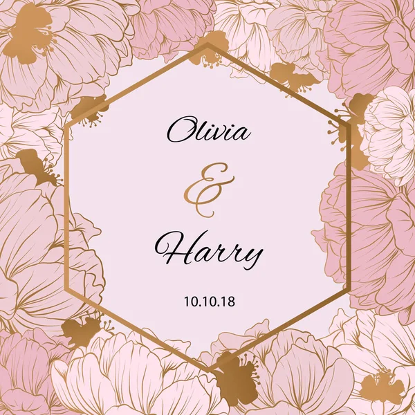 Moda Çiçek Vektörü Tasarımı. Altın çiçekli pastel şakayık. Bölüm 10