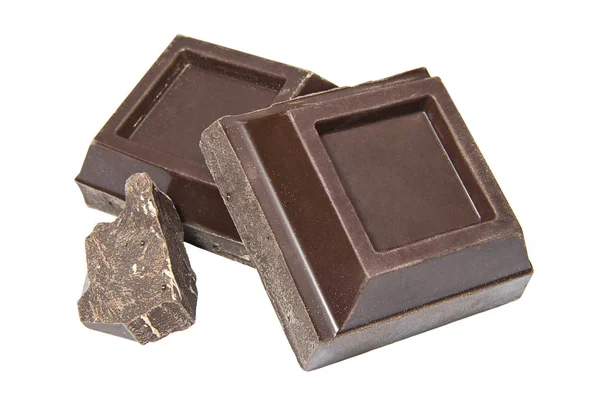 Slices Dark Chocolate White Backgroun — Stock Photo, Image