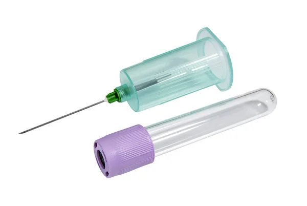 Vakuumsauger Zur Blutentnahme Mit Vakuum Reagenzglas Auf Weißem Hintergrund — Stockfoto