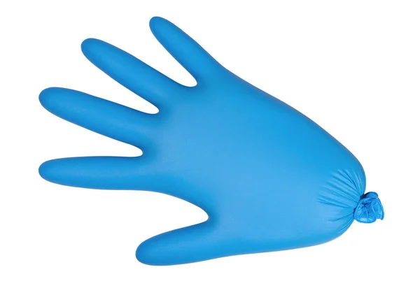 Licht blauwe rubberen handschoen op witte achtergrond — Stockfoto