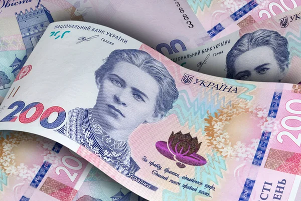 200 Ukrayna Hrivniası Nın Yeni Banknotları Finans — Stok fotoğraf