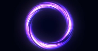 Parlayan neon bir daire, mor bir ışık yayar ve karanlık bir arkaplana karşı büyüleyici bir görsel efekt yaratır. Fütürist ve soyut temalar için mükemmel.