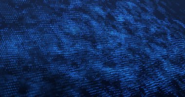 Soyut dijital sanat harikulade bir mavi nokta matris deseni sergiliyor. Görüntü, ilgi çekici ve fütürist bir zemin oluşturan karmaşık bir nokta ağı sunuyor..