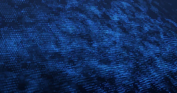 Soyut dijital sanat harikulade bir mavi nokta matris deseni sergiliyor. Görüntü, ilgi çekici ve fütürist bir zemin oluşturan karmaşık bir nokta ağı sunuyor..